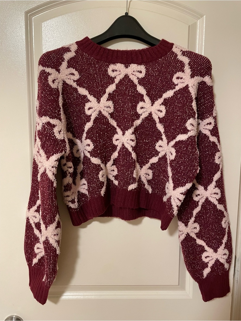 Derek Heart Cropped Knit Sweater